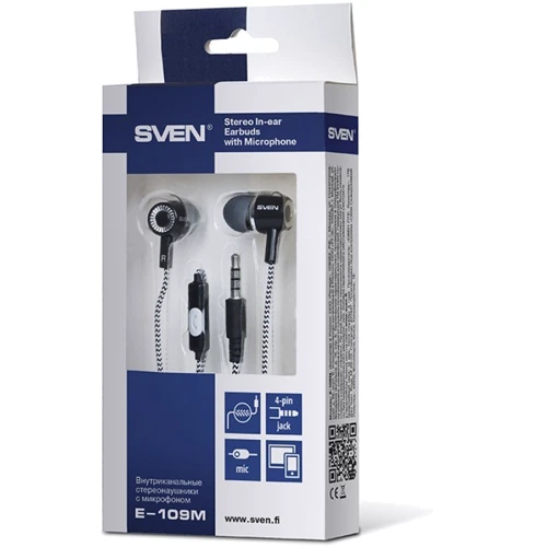 Наушники SVEN E-109M Black/Grey: Тип конструкции вакуумные