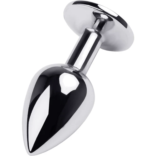Анальная пробка с кристаллом Toyfa Metal Silver anal plug blue gem