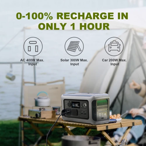 Зарядная станция Allpowers R600 299Wh 600W LiFeP04 Beige: Выходы потребителей Автоприкуриватель, USB-C, USB-A, 220V