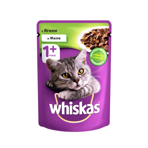 Вологий корм Whiskas для котів з ягням в желе 24х100 г (4770608253127)