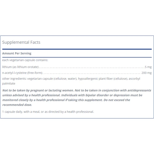 Pure Encapsulations Lithium Orotate, 5 mg, 90 Capsules (PE-01126): Тип N-ацетилцистеин