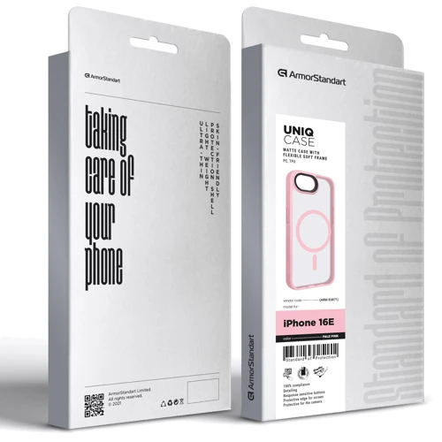 Чохол для iPhone ArmorStandart Uniq Case Magsafe Pale Pink для iPhone 16e (ARM83871): Матеріали поликарбонат и полиуретан
