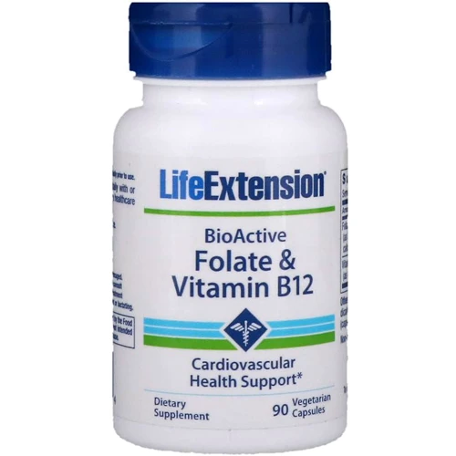 Life Extension BioActive Folate & Vitamin B12 90 Veggie Caps Фолиевая кислота и В12