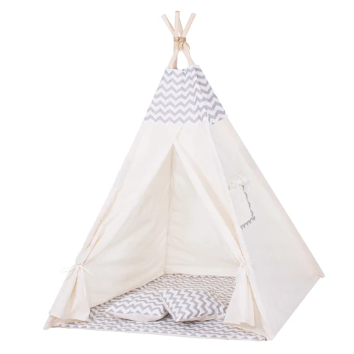 Детская палатка Springos Tipi XXL вигвам бело-серая (TIP03)