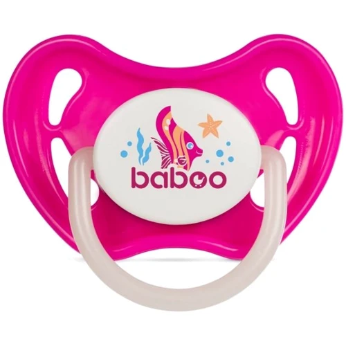 Пустушка Baboo Sea Life симетрична силіконова світиться в темряві 6+ міс рожева (5-032)