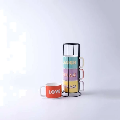 Набір чашок Limited Edition Joy на стійці 4х330 мл (B283-SU1356): Тип Набор для чая и кофе