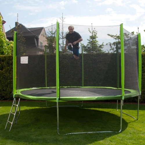Батут inSPORTline Froggy PRO с защитной сеткой и лестницей 366cm желтый (9775-1) фото 9