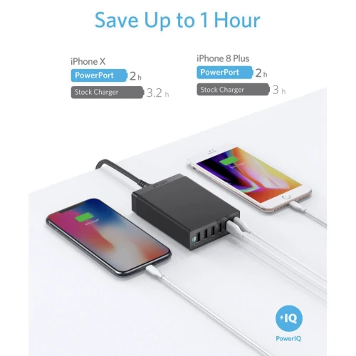 Зарядное устройство Anker Wall Charger PowerPort 6 6xUSB 60W Black (A2123113): Кабель в комплекте отсутствует