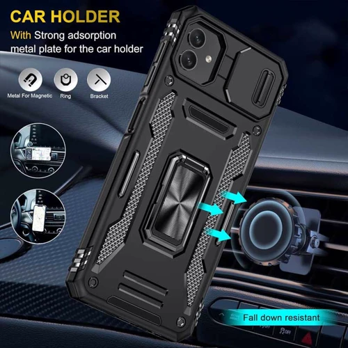 Чохол для телефона Mobile Case Camshield Army Ring Black для Samsung A057 Galaxy A05s: Матеріал силикон + поликарбонат