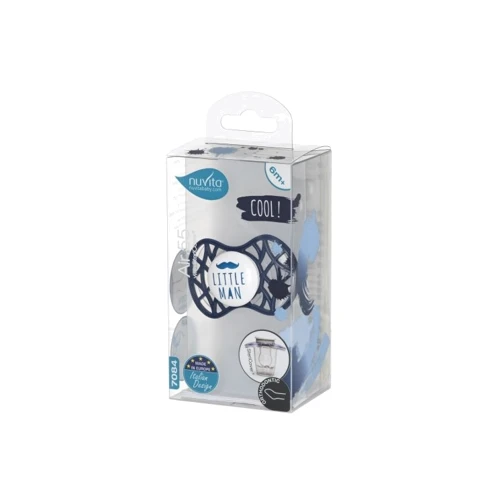 Пустушка Nuvita 7084 Air55 Cool Little Man ортодонтична 6m+ синя (NV7084NB): Матеріал силикон