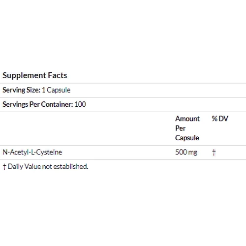 Jarrow Formulas N-A-C N-Acetyl-L-Cysteine, 500 mg, 100 Veggie Caps (JRW-07002): Форма выпуска Капсулы