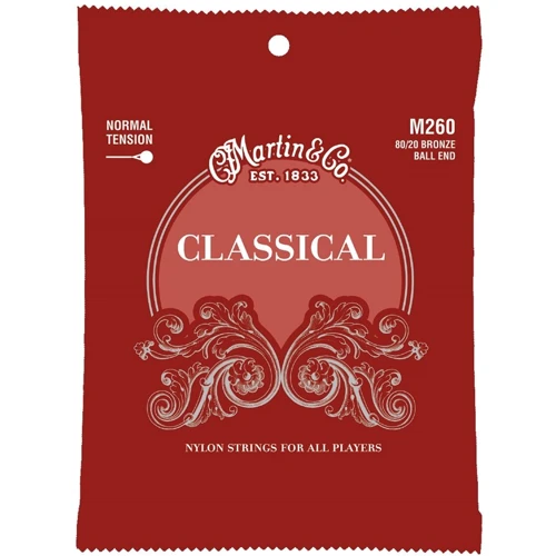 Струна для гитар Струны MARTIN M260 80/20 Bronze Classic Guitar Normal Tension Ball End
