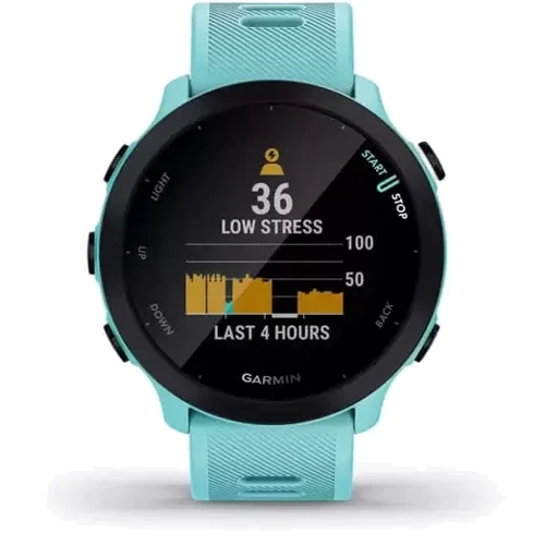 Смарт-часы Garmin Forerunner 55 Aqua (010-02562-12): Фитнес-функции Подсчет калорий, Скорость движения, Шагомер, Пульсоксиметр, Пульсометр