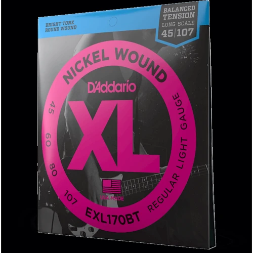 Струна для гітар Набір струн D'addario EXL170BT XL Nickel Wound Balanced Tension Regular Light (45-107): Тип Комплект струн