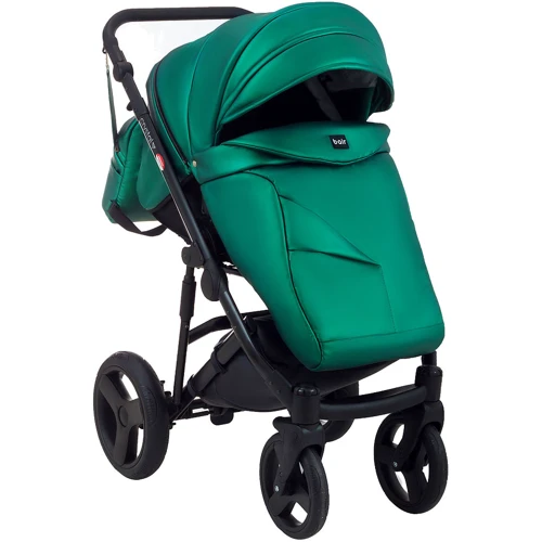 Коляска 2 в 1 Bair Crystal 100% кожа BC-35 зелёный перламутр — черный (624453): Материал колес полиуретан