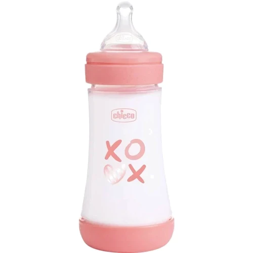 Бутылочка для кормления Chicco Perfect 5 Love с силиконовой соской 2м+ 240 мл розовая (20223.11.40) (8058664153916)
