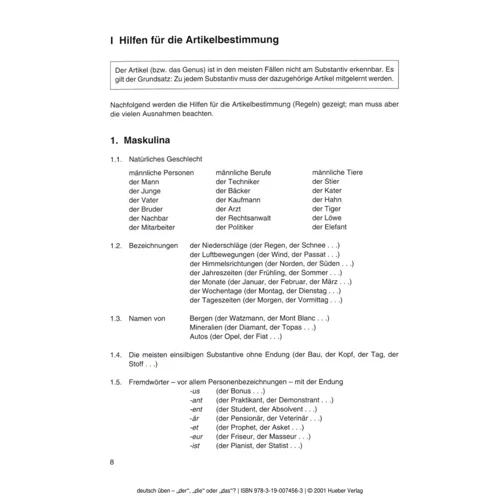 Deutsch üben: der, die oder das? Übungen zum Artike: Обкладинка Мягкая