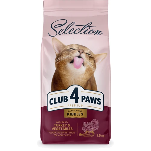 Сухой корм Club 4 Paws Selection Premium for Adult cats Cелекшн для взрослых кошек с индейкой и овощами 1.5 кг (4820215369138)
