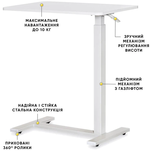 Стол Hommex Mobidesk White (арт. ТН-010 White): Глубина, см 40