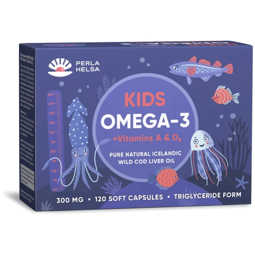 Perla Helsa Kids Omega-3 + Vitamin А And D3, 300 mg, 120 Soft Capsules