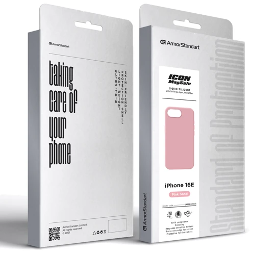 Чохол для iPhone ArmorStandart ICON2 MagSafe Pink Sand для iPhone 16e (ARM83969): Матеріали Силикон