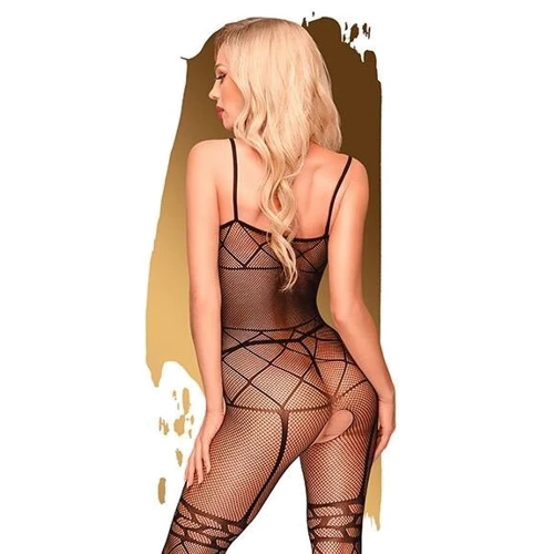 Бодистокинг с чулками и геометрическим рисунком Penthouse - Firecracker Black XL