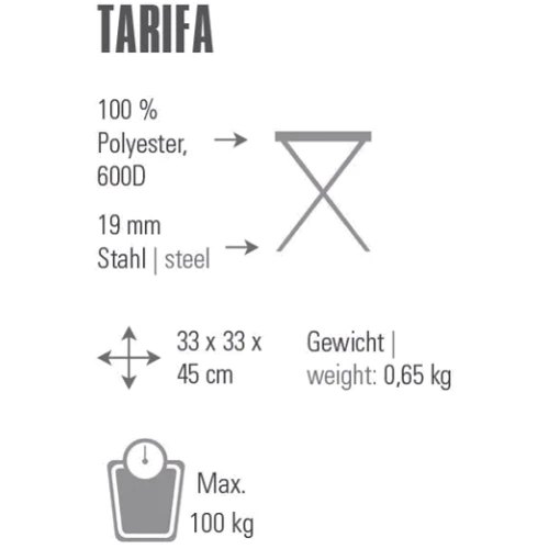 Стул раскладной High Peak Tarifa Dark Grey/Blue (44143): Тип Стул раскладной