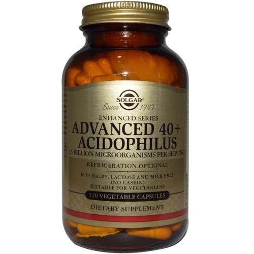 

Solgar Advanced 40+ Acidophilus, 120 Veggie Caps Улучшенный ацидофилус 40+