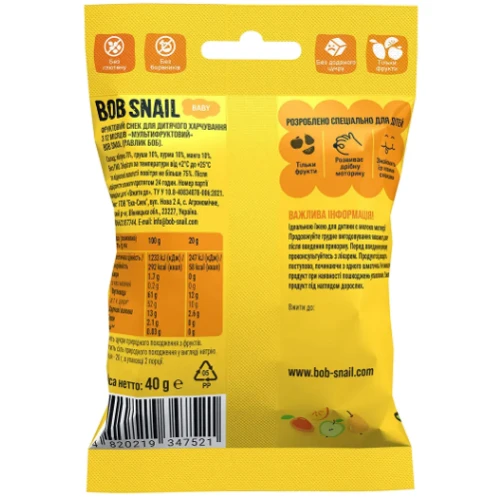 Фруктовый снек Равлик Боб Fruit Snack мультифруктовый 40 г (1740863) фото 6