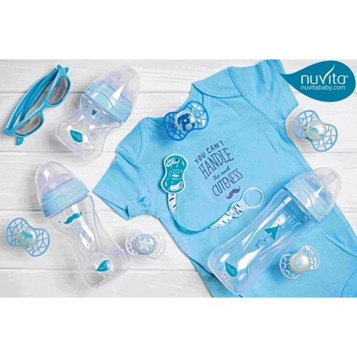 Бутылочка Nuvita для кормления Mimic Collection 250 мл 3+ антиколиковая голубая (NV6031AZZURO) фото 8