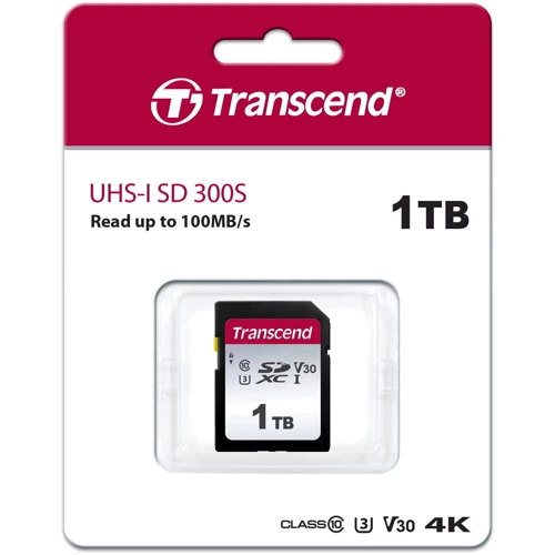 Карта пам'яті Transcend 1TB SDXC Class 10 UHS-I U3 V30 (TS1TSDC300S): Обсяг 1 ТБ
