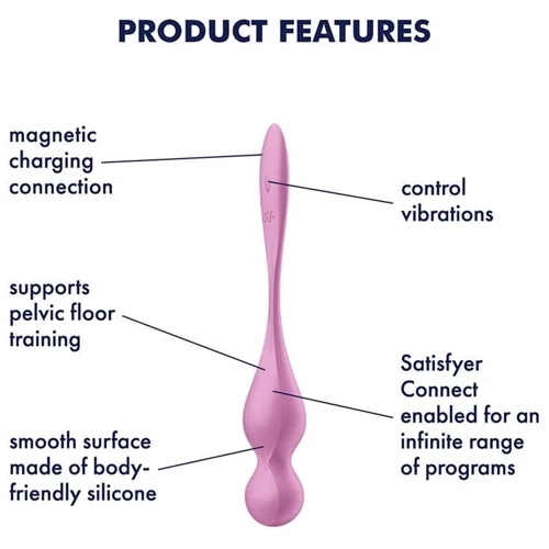Вагинальные шарики с вибрацией Satisfyer Love Birds 1 Connect App Pink