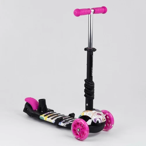 Самокат детский 5в1 с PU колесами и подсветкой Best Scooter Black/Pink (100055): Тип тормоза ножной