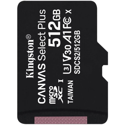 Карта памяти Kingston 512GB microSDXC class 10 UHS-I U3 V30 A1 Canvas Select Plus (SDCS2/512GBSP)