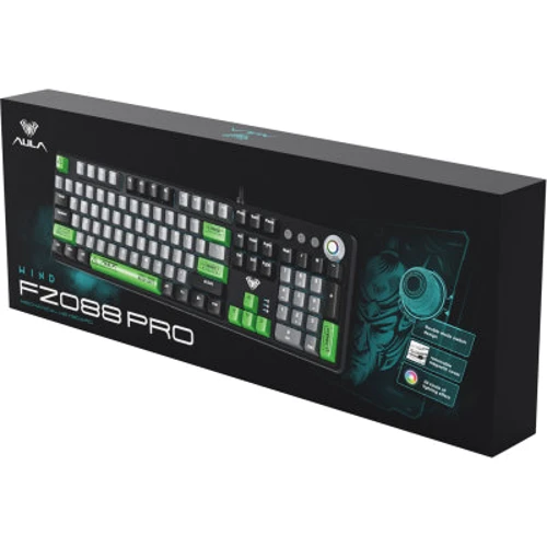 Клавіатура Aula F2088 PRO Plus 9 Green Keys KRGD Blue USB UA Black/Gray (6948391234892): Підключення проводное