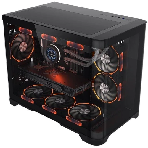 Корпус 1stPlayer UV6-2FCR(AP)-FC(AP) Black: Материал передней панели закаленное стекло