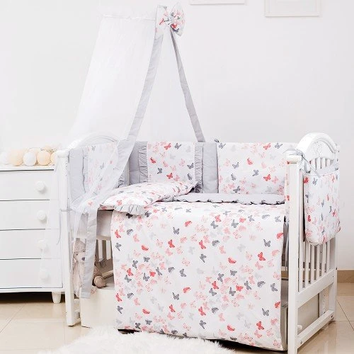 Постельный комплект 8 эл. Twins Romantic Spring collection 4024-TR-101, Butterfly coral, коралловый