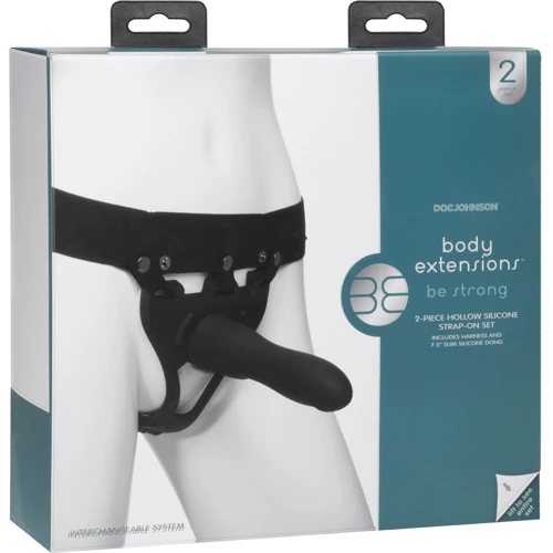 Страпон унисекс Doc Johnson Body Extensions - BE STRONG, полая насадка