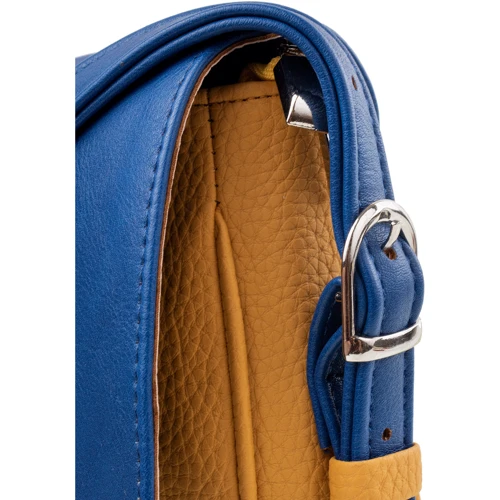 Женская сумка почтальонка Laskara разноцветная (LK-10245-blue-yellow): Фактура Зернистая, Матовая, Гладкая