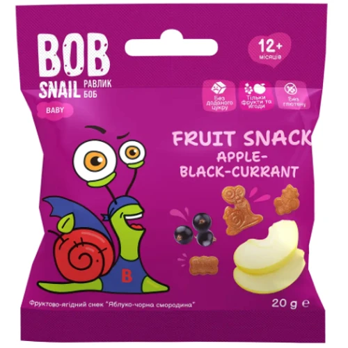 Фруктовий снек Улитка Боб Fruit Snack яблуко-чорна смородина 20 г (1740854)