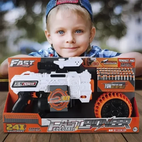 Іграшковий кулемет Fast Pioneer Electric з прицілом та м'якими патронами 24 шт. (BIG521)