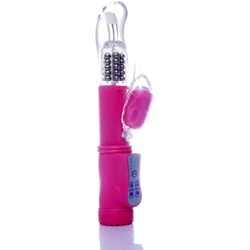 Вибратор с ротацией и стимулятором клитора Boss Series - Bird PINK, BS2600096