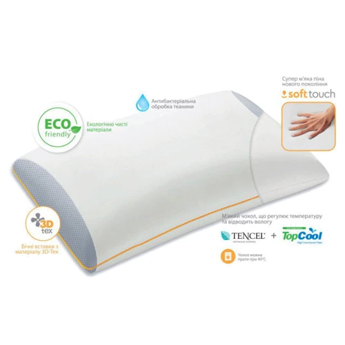 Подушка Sonex Softback 43x60x12 см белая (SO102167): Наполнитель вспененный материал (ортопедическая пена)
