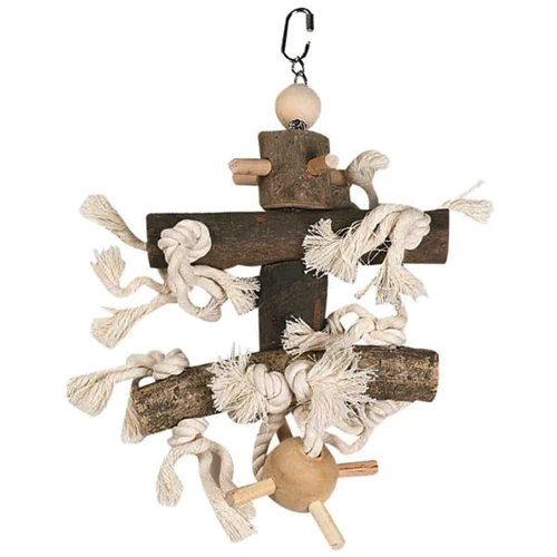 Игрушка для птиц Flamingo Cage Hanger Wood With Pinball подвес с пинболом 18х18х28 см
