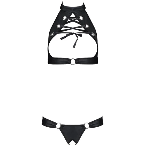 Комплект: открытый топ и трусики из эко-кожи с люверсами Malwia Set 4XL/5XL — Passion