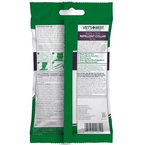 Нашийник Vetʼs Best Flea & Tick Repellent Collar For Cats від бліх та кліщів для котів 60 см (vb10812): Тип Ошейники