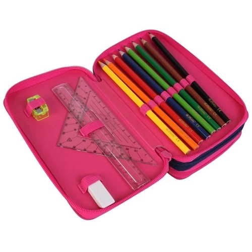 Пенал с наполнением 31 предмет Herlitz Triple Cubes Pink Кубики розовые (50021062): Материал ПВХ