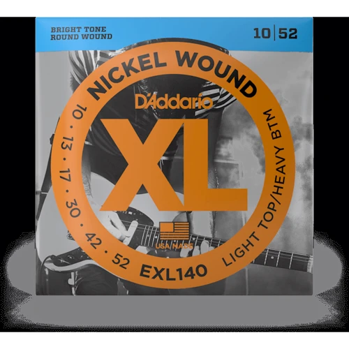 Струна для гитар Струны для электрогитар D'ADDARIO EXL140 XL NICKEL WOUND LIGHT TOP/HEAVY BOTTOM (10-52)