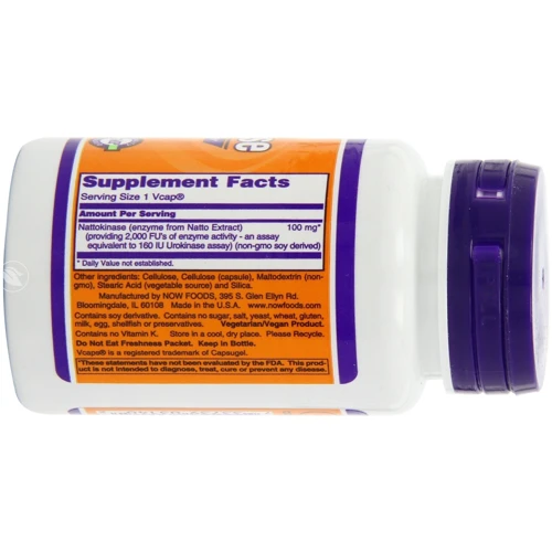 NOW Foods NATTOKINASE 100 MG 60 VCAPS Наттокиназа: Форма выпуска Капсулы