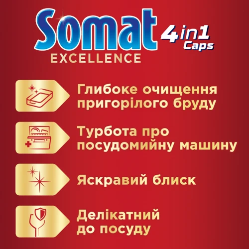 Таблетки Somat Excellence для посудомийної машини 32 шт.: Призначення Для всех видов посуды